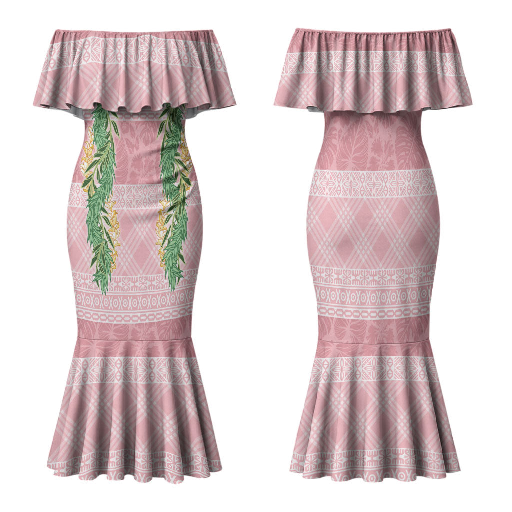 Hawai'i Paniolo Maile Twisted Lei Family Matching Mermaid Dress and Hawaiian Shirt Dusty Rose LT7 Mom's Dress Dusty Rose - Polynesian Pride