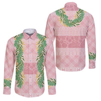 Hawai'i Paniolo Maile Twisted Lei Family Matching Off Shoulder Short Dress and Hawaiian Shirt Dusty Rose LT7 Dad's Shirt - Long Sleeve Dusty Rose - Polynesian Pride
