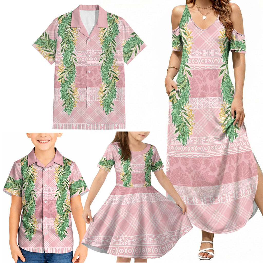 Hawai'i Paniolo Maile Twisted Lei Family Matching Summer Maxi Dress and Hawaiian Shirt Dusty Rose LT7 - Polynesian Pride