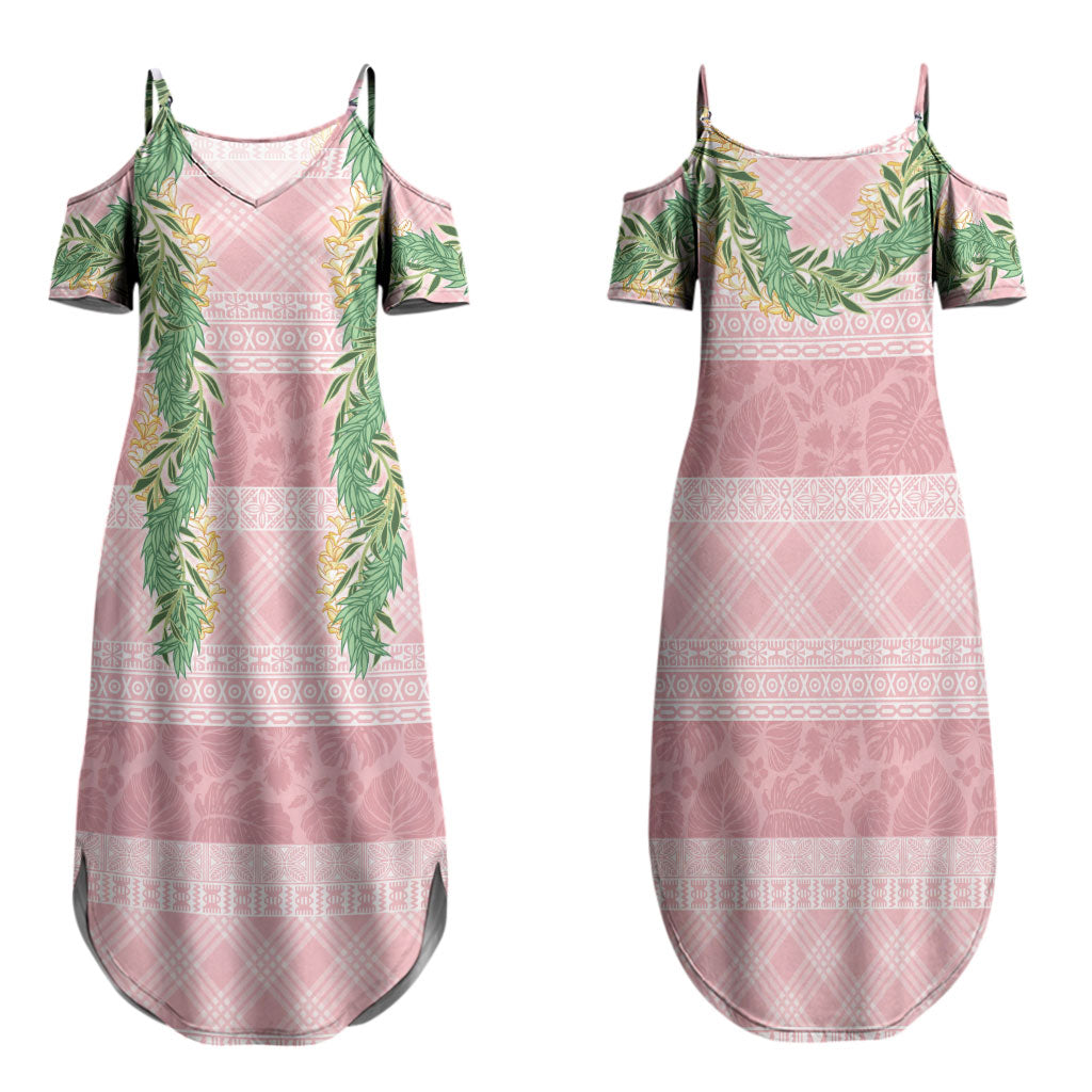 Hawai'i Paniolo Maile Twisted Lei Family Matching Summer Maxi Dress and Hawaiian Shirt Dusty Rose LT7 Mom's Dress Dusty Rose - Polynesian Pride