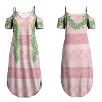 Hawai'i Paniolo Maile Twisted Lei Family Matching Summer Maxi Dress and Hawaiian Shirt Dusty Rose LT7 Mom's Dress Dusty Rose - Polynesian Pride