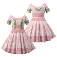 Hawai'i Paniolo Maile Twisted Lei Family Matching Tank Maxi Dress and Hawaiian Shirt Dusty Rose LT7 Daughter's Dress Dusty Rose - Polynesian Pride