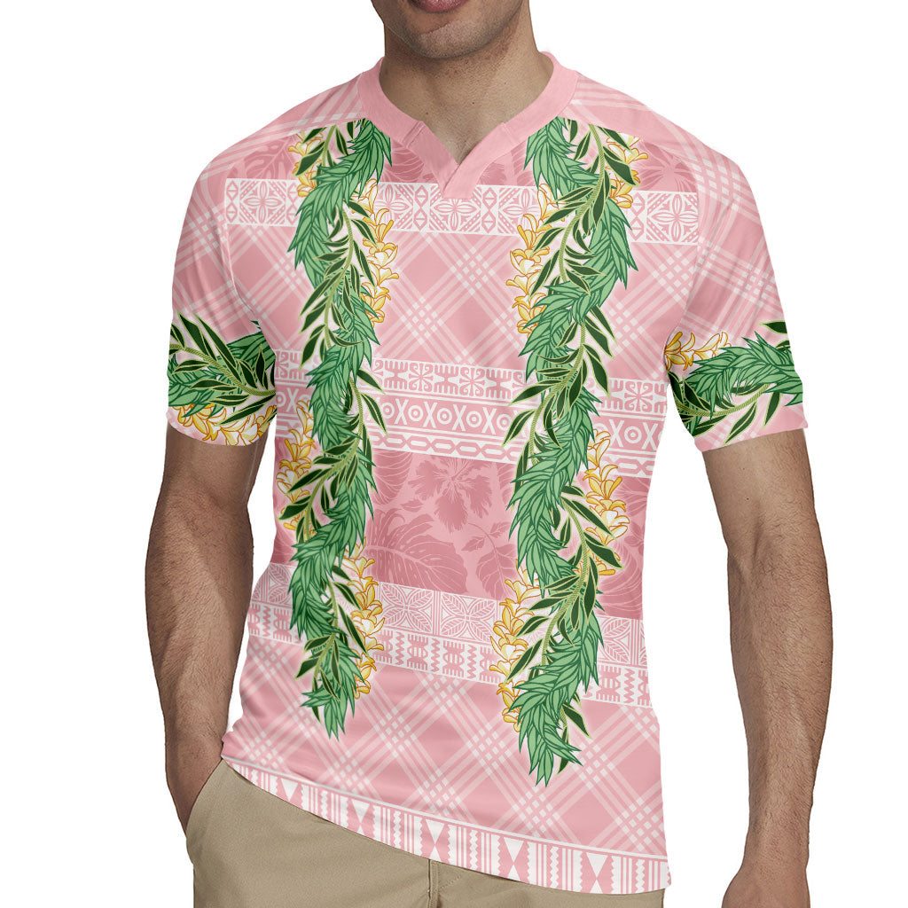 Hawai'i Paniolo Maile Twisted Lei Rugby Jersey Dusty Rose LT7 - Polynesian Pride