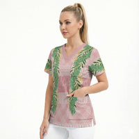 Hawai'i Paniolo Maile Twisted Lei Scrub Top Dusty Rose LT7 - Polynesian Pride
