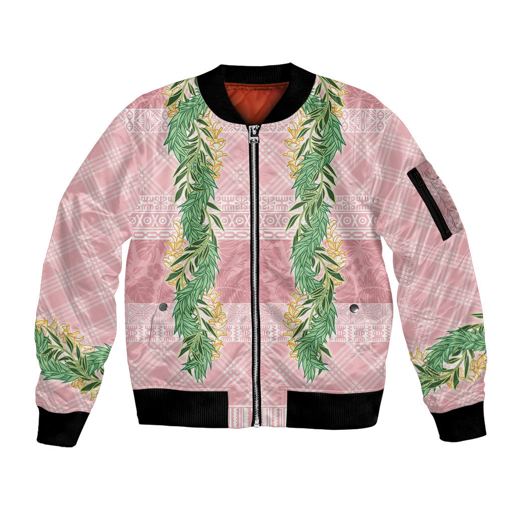Hawai'i Paniolo Maile Twisted Lei Sleeve Zip Bomber Jacket Dusty Rose