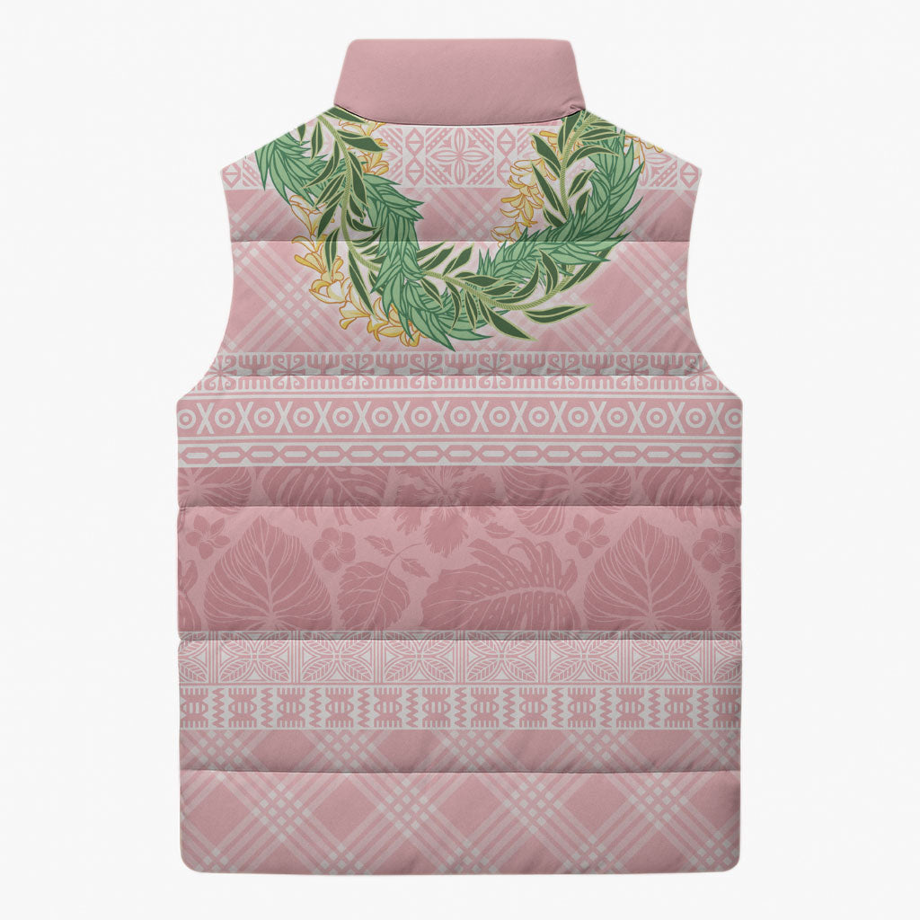 Hawai'i Paniolo Maile Twisted Lei Sleeveless Puffer Jacket Dusty Rose LT7 - Polynesian Pride