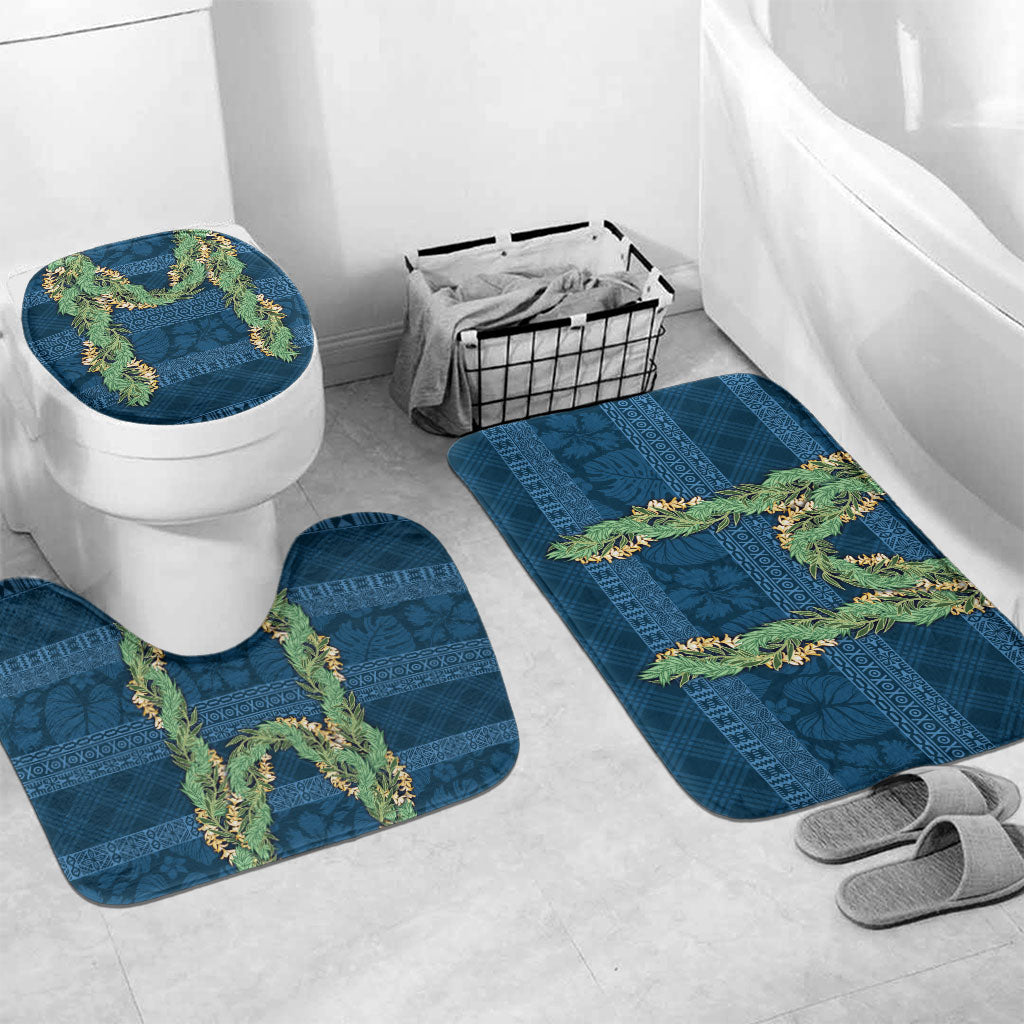 Hawai'i Paniolo Maile Twisted Lei Bathroom Set Cobalt Blue LT7 Mat Set Only (3 pcs) One Size Cobalt Blue - Polynesian Pride