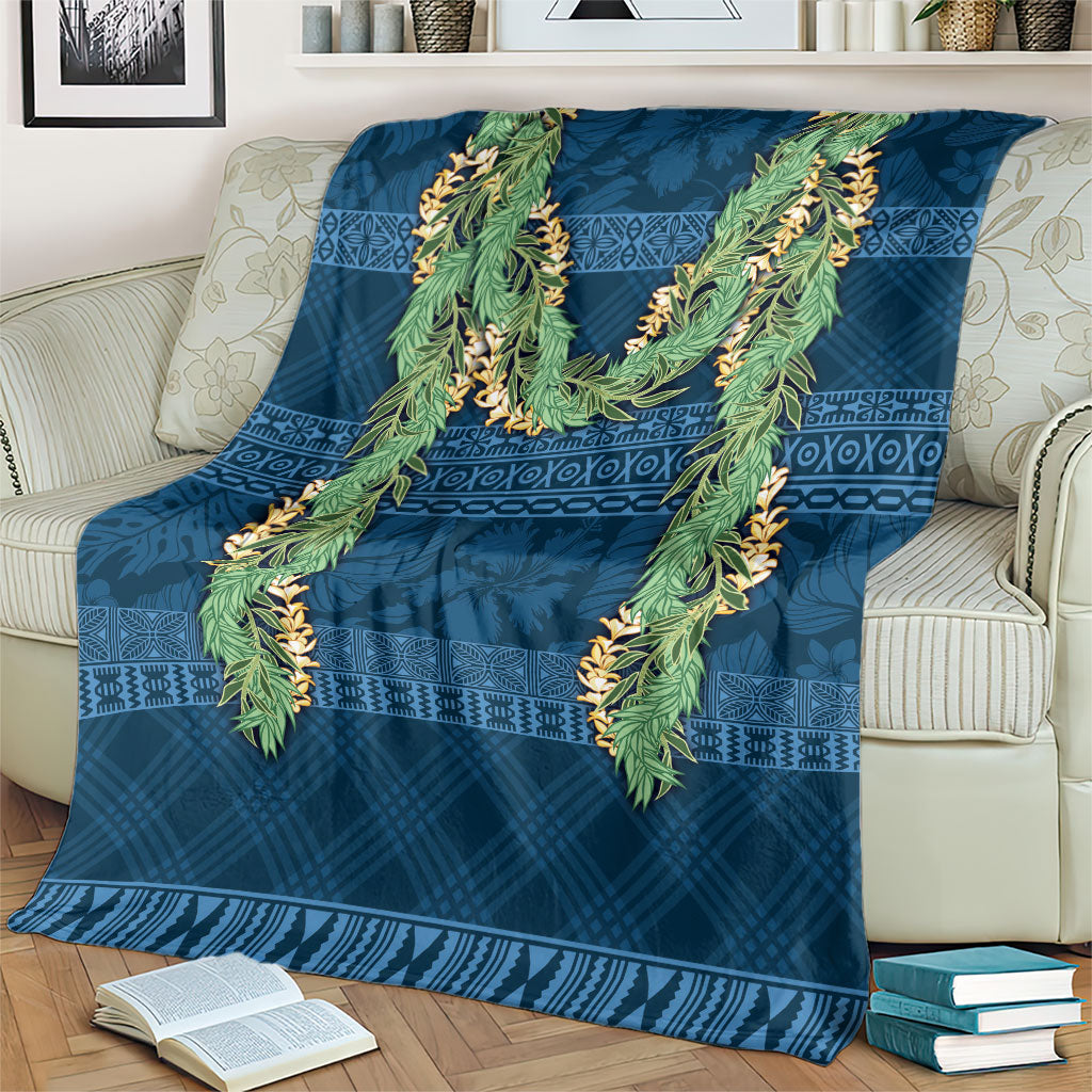 Hawai'i Paniolo Maile Twisted Lei Blanket Cobalt Blue LT7 - Polynesian Pride