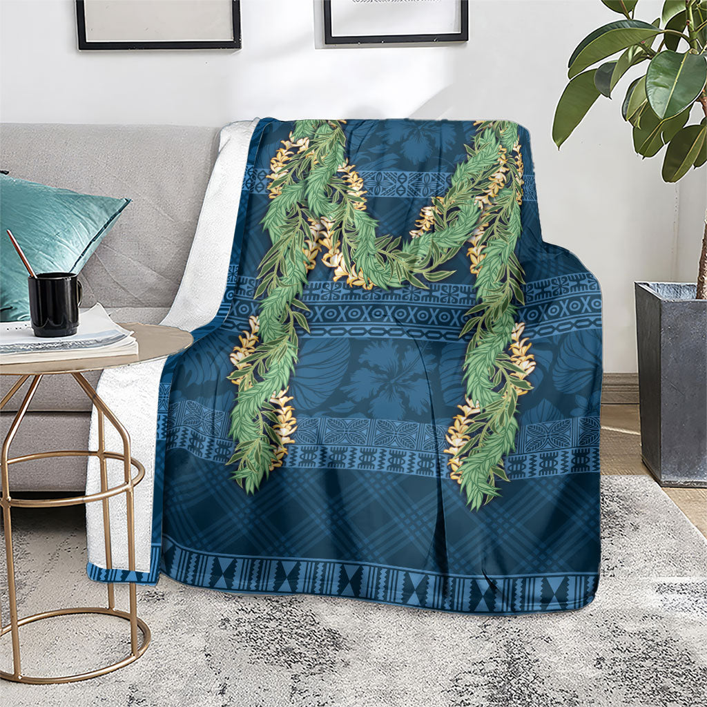 Hawai'i Paniolo Maile Twisted Lei Blanket Cobalt Blue LT7 - Polynesian Pride