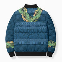 Hawai'i Paniolo Maile Twisted Lei Bomber Puffer Jacket Cobalt Blue LT7 - Polynesian Pride
