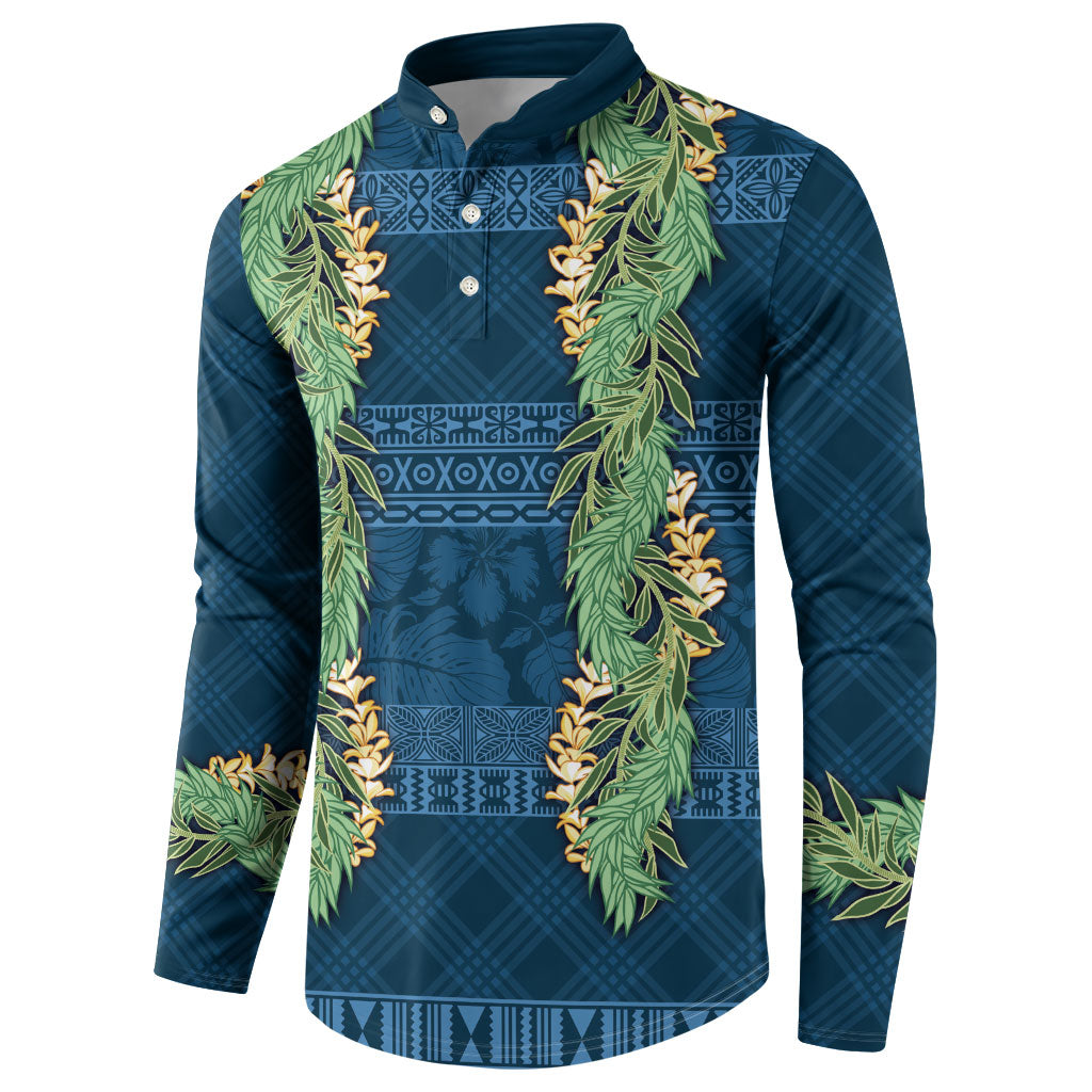 Hawai'i Paniolo Maile Twisted Lei Button Sweatshirt Cobalt Blue LT7 - Polynesian Pride