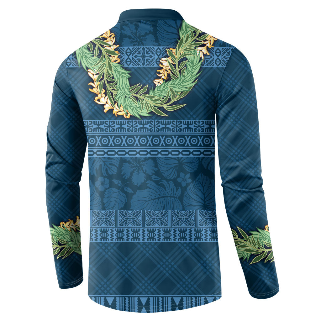 Hawai'i Paniolo Maile Twisted Lei Button Sweatshirt Cobalt Blue LT7 - Polynesian Pride