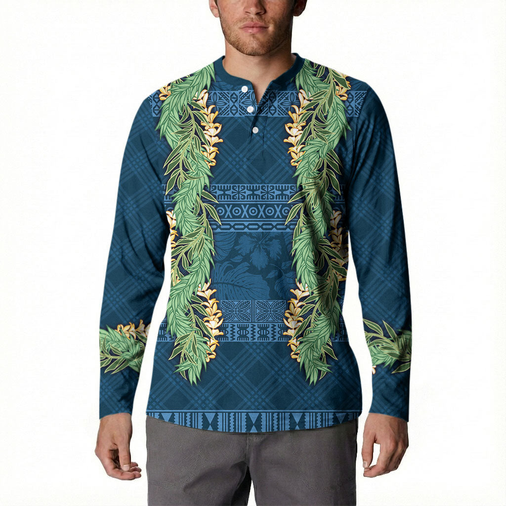 Hawai'i Paniolo Maile Twisted Lei Button Sweatshirt Cobalt Blue LT7 - Polynesian Pride