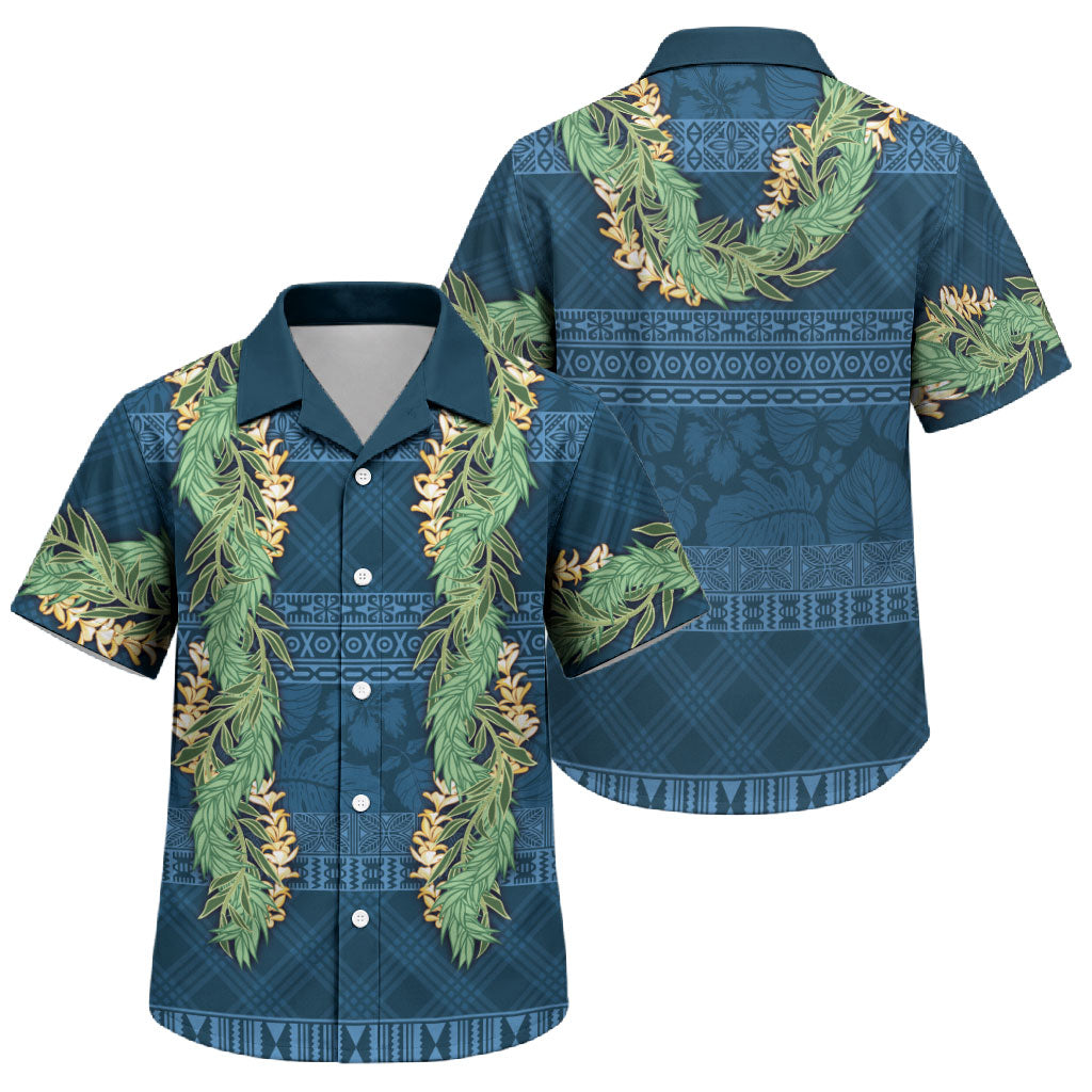 Hawai'i Paniolo Maile Twisted Lei Family Matching Mermaid Dress and Hawaiian Shirt Cobalt Blue LT7 Son's Shirt Cobalt Blue - Polynesian Pride