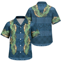 Hawai'i Paniolo Maile Twisted Lei Family Matching Summer Maxi Dress and Hawaiian Shirt Cobalt Blue LT7 Son's Shirt Cobalt Blue - Polynesian Pride