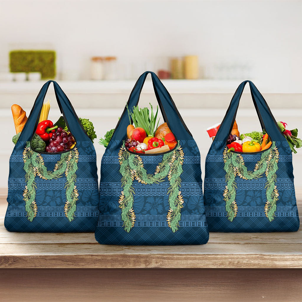 Hawai'i Paniolo Maile Twisted Lei Grocery Bag Cobalt Blue LT7 3-pack One Size Cobalt Blue - Polynesian Pride