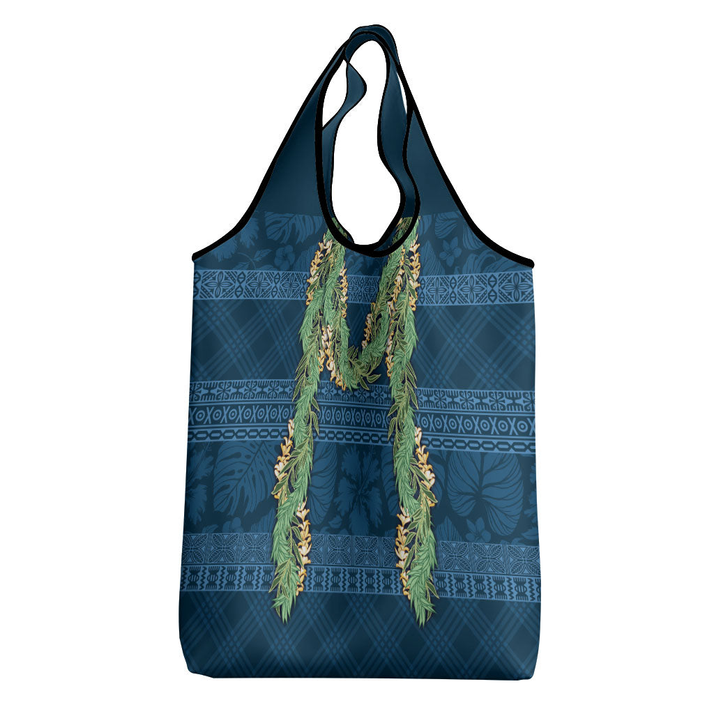 Hawai'i Paniolo Maile Twisted Lei Grocery Bag Cobalt Blue LT7 - Polynesian Pride