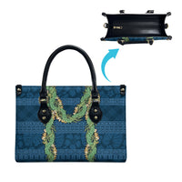 Hawai'i Paniolo Maile Twisted Lei Leather Bag Cobalt Blue LT7 - Polynesian Pride
