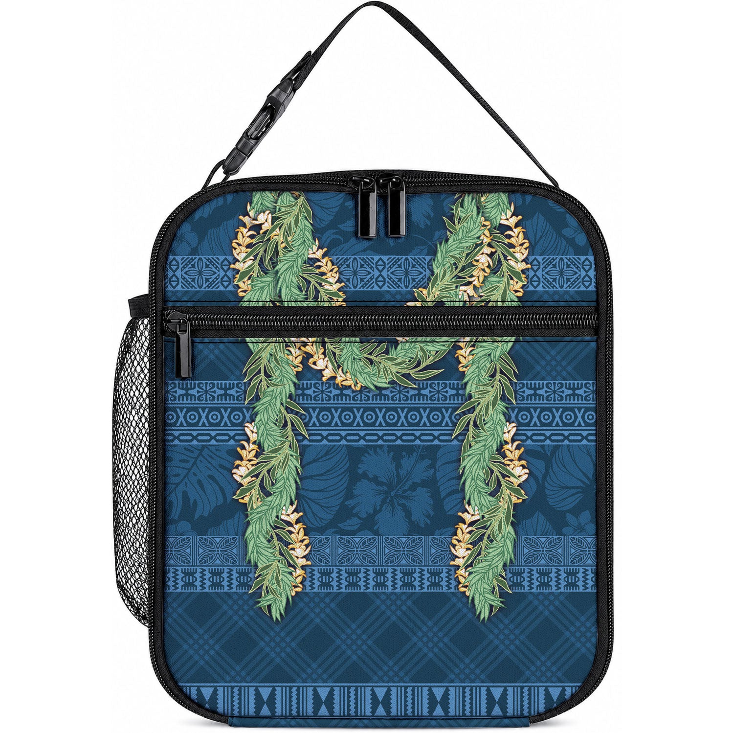 Hawai'i Paniolo Maile Twisted Lei Lunch Bag Cobalt Blue LT7 10.2 × 8.3 × 4.3 inch Cobalt Blue - Polynesian Pride