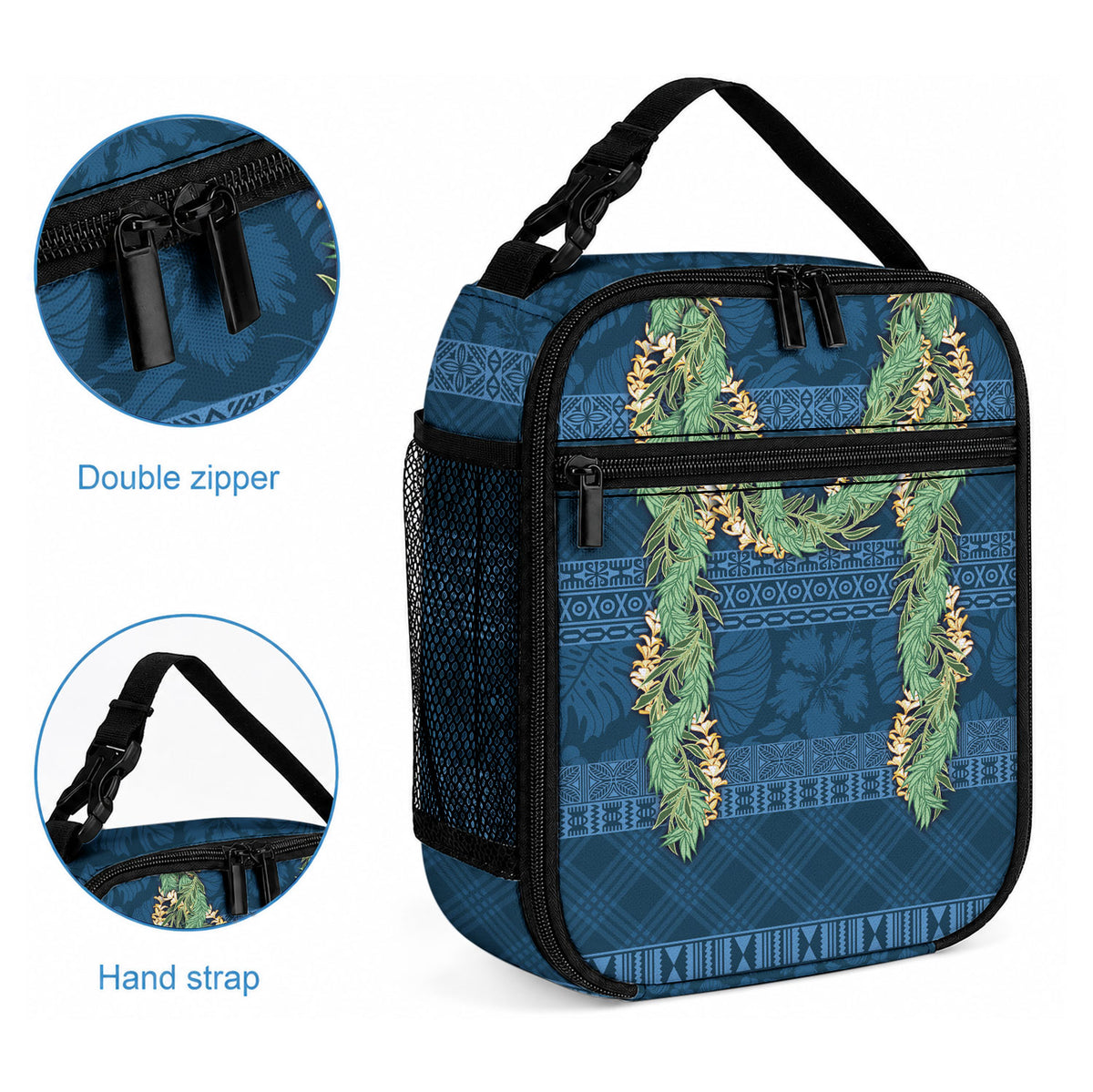 Hawai'i Paniolo Maile Twisted Lei Lunch Bag Cobalt Blue LT7 - Polynesian Pride