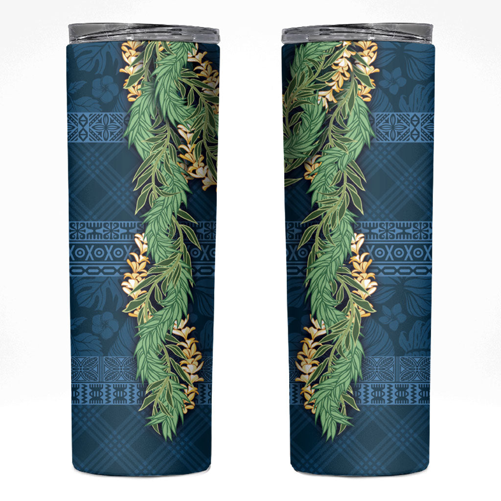 Hawai'i Paniolo Maile Twisted Lei Skinny Tumbler Cobalt Blue