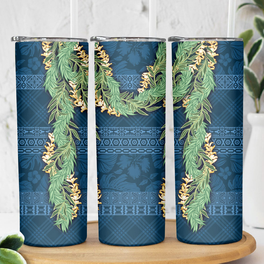Hawai'i Paniolo Maile Twisted Lei Skinny Tumbler Cobalt Blue LT7 - Polynesian Pride