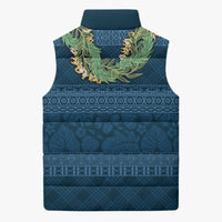 Hawai'i Paniolo Maile Twisted Lei Sleeveless Puffer Jacket Cobalt Blue LT7 - Polynesian Pride