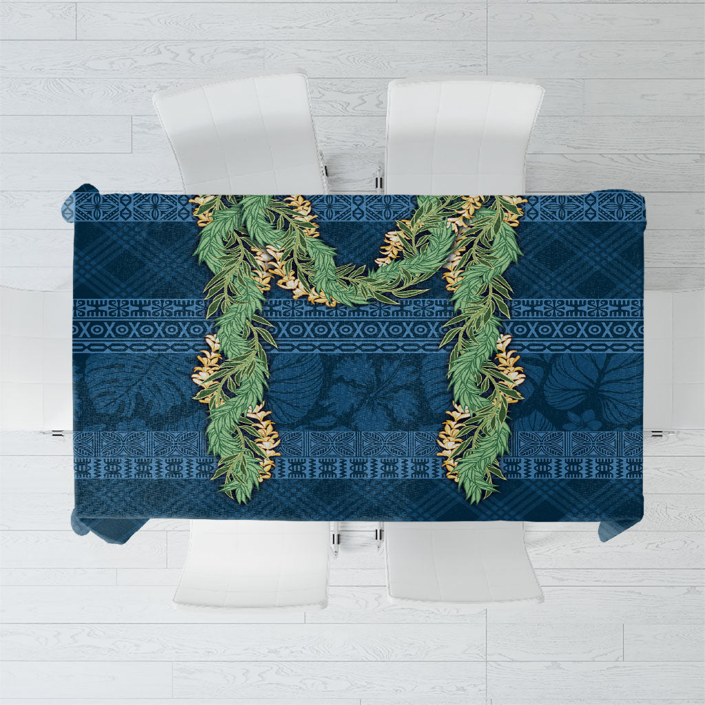 Hawai'i Paniolo Maile Twisted Lei Tablecloth Cobalt Blue