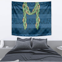 Hawai'i Paniolo Maile Twisted Lei Tapestry Cobalt Blue LT7 - Polynesian Pride