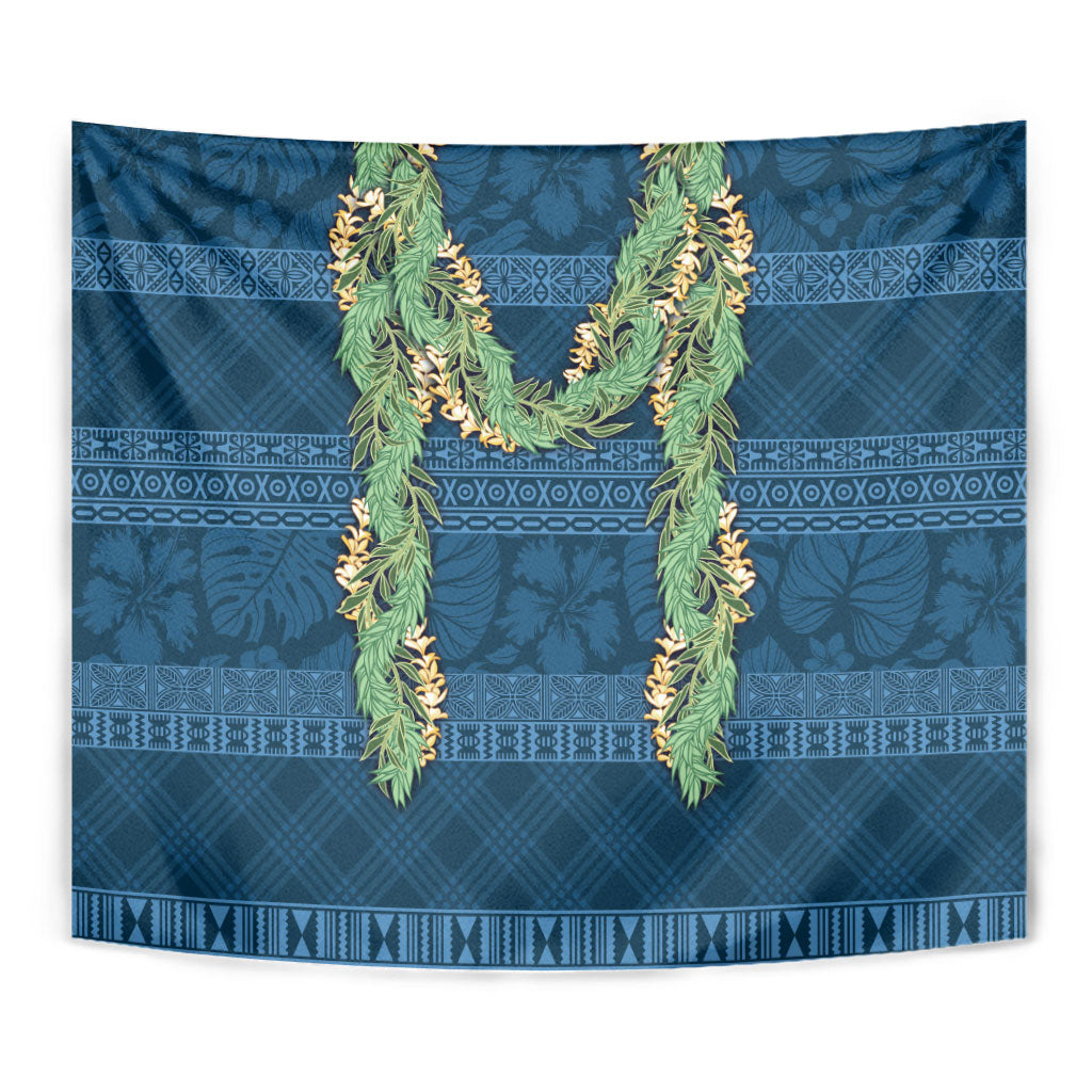 Hawai'i Paniolo Maile Twisted Lei Tapestry Cobalt Blue LT7 - Polynesian Pride