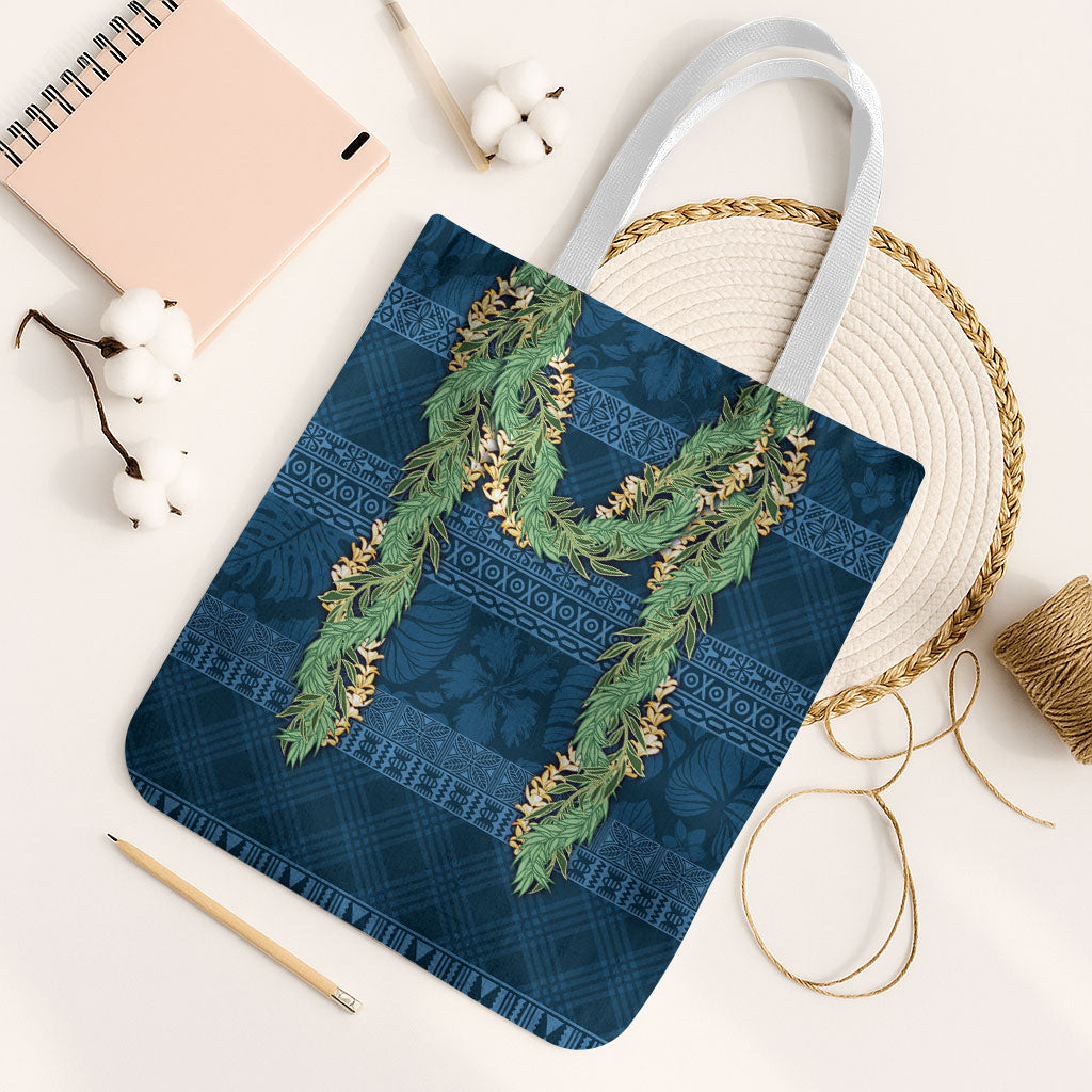 Hawai'i Paniolo Maile Twisted Lei Tote Bag Cobalt Blue LT7 White Strap One Size Cobalt Blue - Polynesian Pride