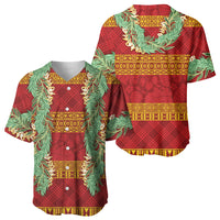 Hawai'i Paniolo Maile Twisted Lei Baseball Jersey Hilo Royal Red LT7 - Polynesian Pride