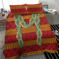 Hawai'i Paniolo Maile Twisted Lei Bedding Set Hilo Royal Red LT7 - Polynesian Pride