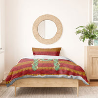 Hawai'i Paniolo Maile Twisted Lei Bedding Set Hilo Royal Red LT7 - Polynesian Pride