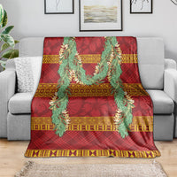 Hawai'i Paniolo Maile Twisted Lei Blanket Hilo Royal Red LT7 - Polynesian Pride