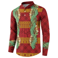 Hawai'i Paniolo Maile Twisted Lei Button Sweatshirt Hilo Royal Red LT7 - Polynesian Pride