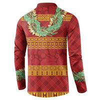 Hawai'i Paniolo Maile Twisted Lei Button Sweatshirt Hilo Royal Red LT7 - Polynesian Pride