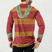 Hawai'i Paniolo Maile Twisted Lei Button Sweatshirt Hilo Royal Red LT7 - Polynesian Pride