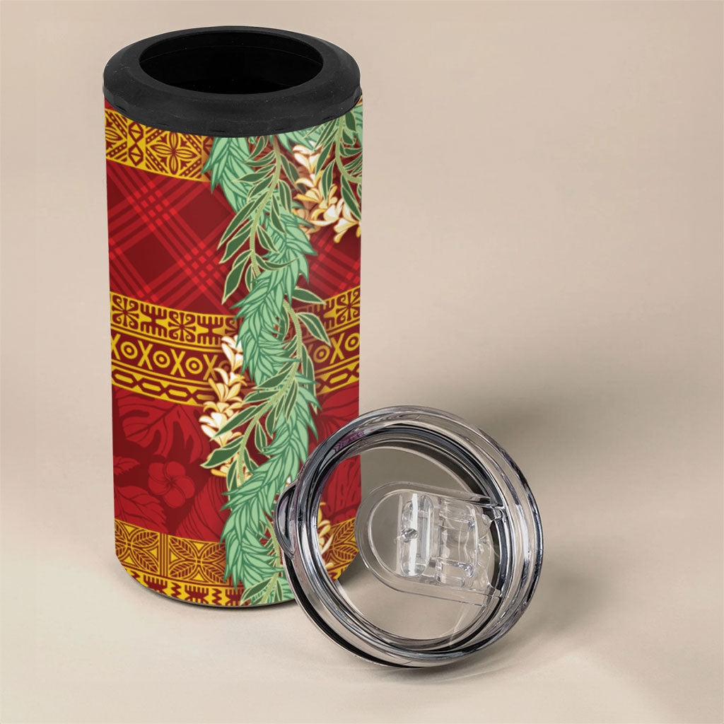 Hawai'i Paniolo Maile Twisted Lei 4 in 1 Can Cooler Tumbler Hilo Royal Red LT7 - Polynesian Pride