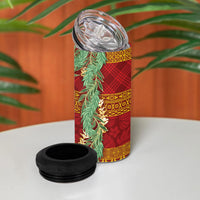 Hawai'i Paniolo Maile Twisted Lei 4 in 1 Can Cooler Tumbler Hilo Royal Red LT7 - Polynesian Pride
