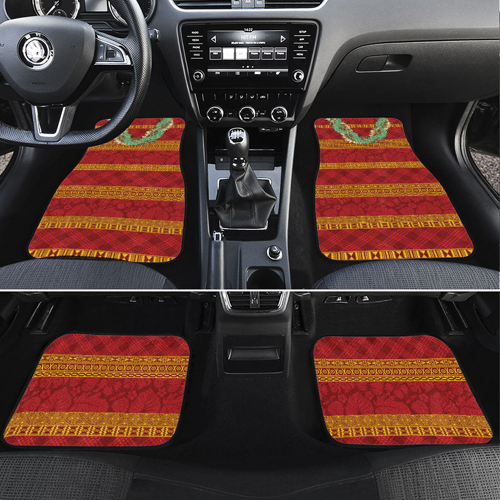 Hawai'i Paniolo Maile Twisted Lei Car Mats Hilo Royal Red LT7 Set 4pcs Red - Polynesian Pride