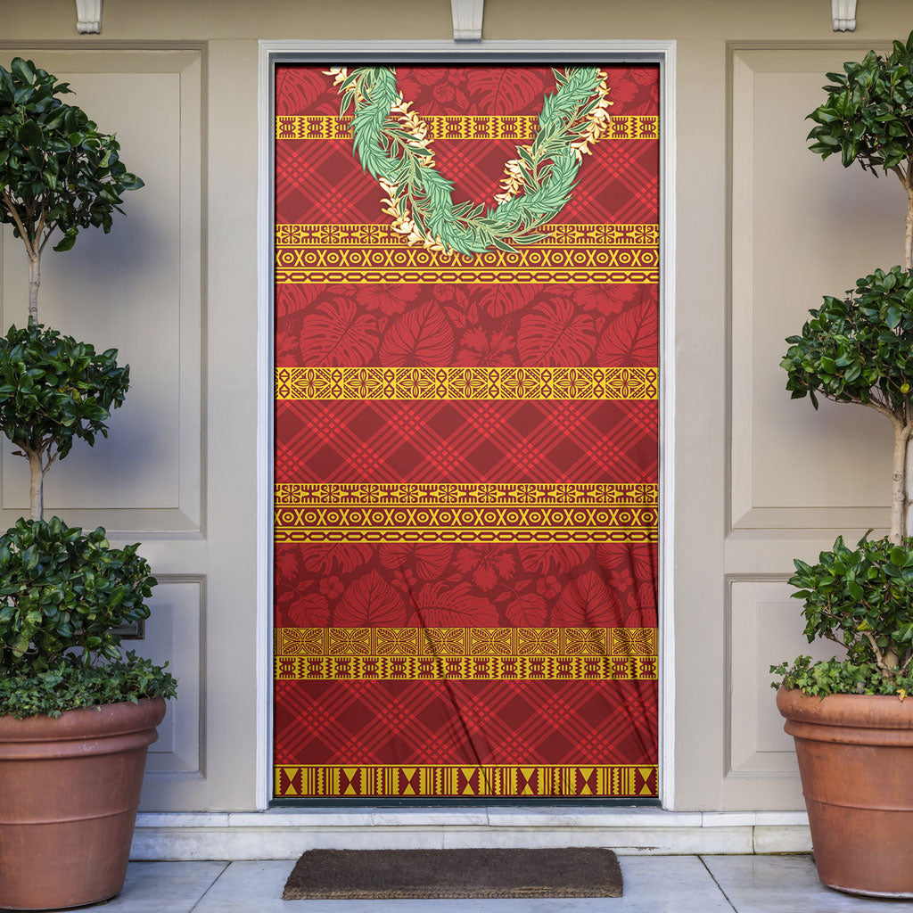 Hawai'i Paniolo Maile Twisted Lei Door Cover Hilo Royal Red