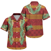 Hawai'i Paniolo Maile Twisted Lei Family Matching Off Shoulder Maxi Dress and Hawaiian Shirt Hilo Royal Red LT7 Son's Shirt Red - Polynesian Pride