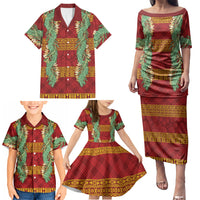 Hawai'i Paniolo Maile Twisted Lei Family Matching Puletasi and Hawaiian Shirt Hilo Royal Red LT7 - Polynesian Pride