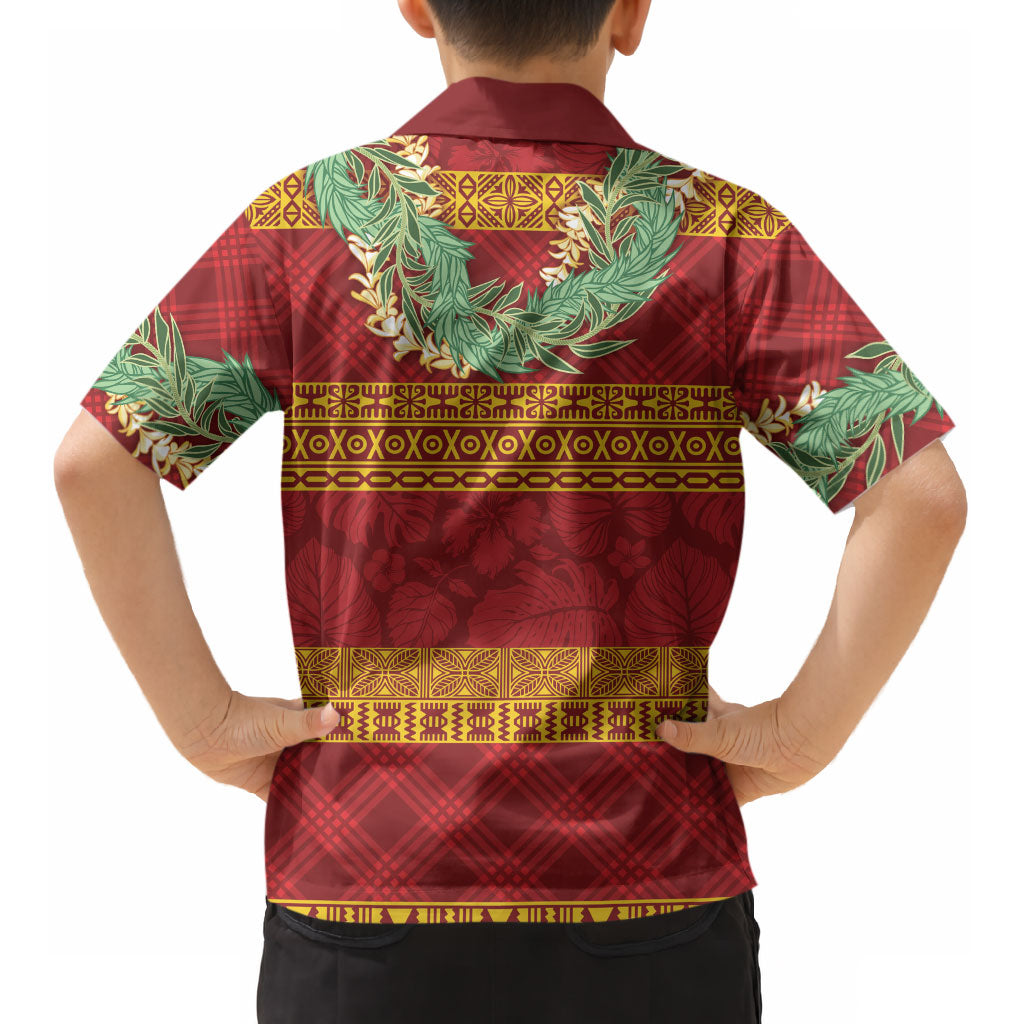 Hawai'i Paniolo Maile Twisted Lei Kid Hawaiian Shirt Hilo Royal Red LT7 - Polynesian Pride