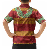 Hawai'i Paniolo Maile Twisted Lei Kid Hawaiian Shirt Hilo Royal Red LT7 - Polynesian Pride