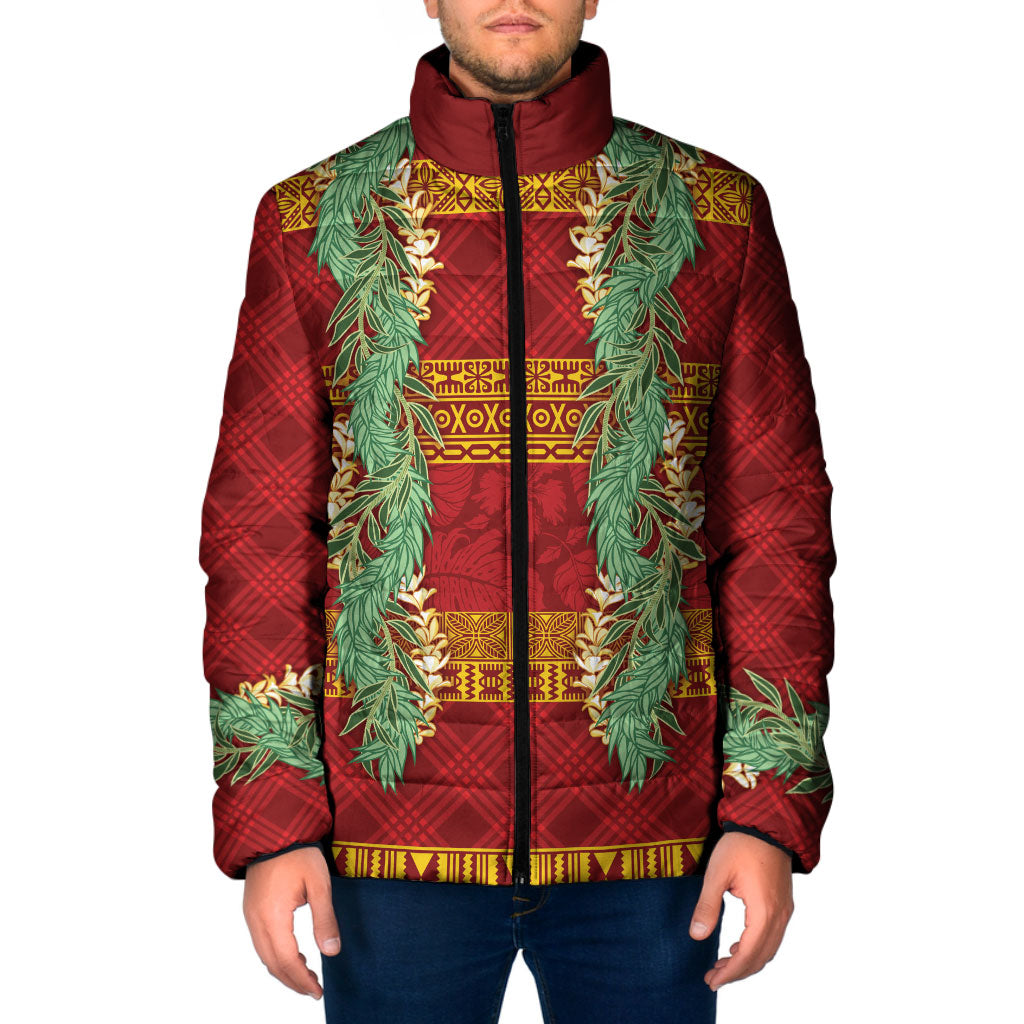 Hawai'i Paniolo Maile Twisted Lei Padded Jacket Hilo Royal Red