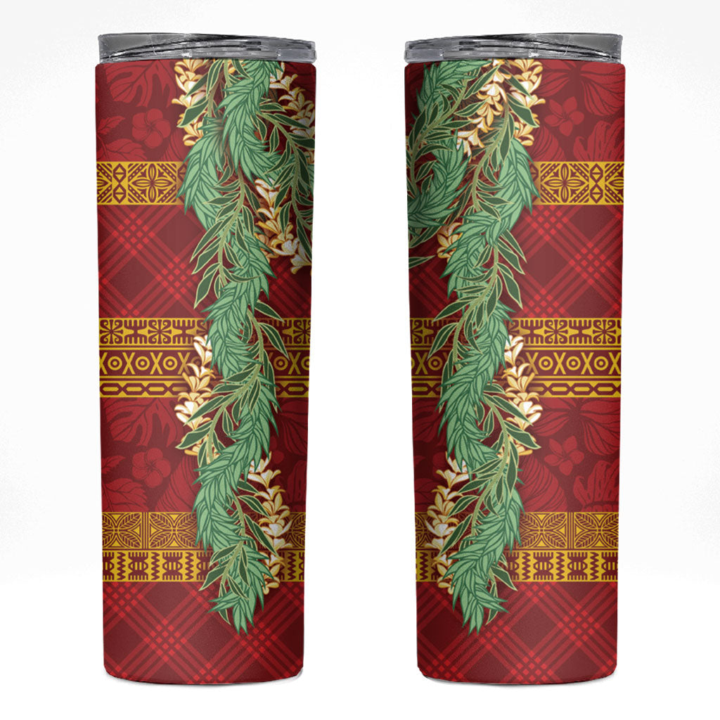 Hawai'i Paniolo Maile Twisted Lei Skinny Tumbler Hilo Royal Red LT7 Red - Polynesian Pride