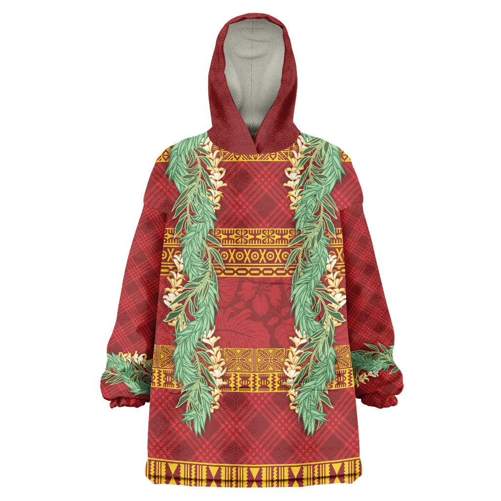 Hawai'i Paniolo Maile Twisted Lei Wearable Blanket Hoodie Hilo Royal Red