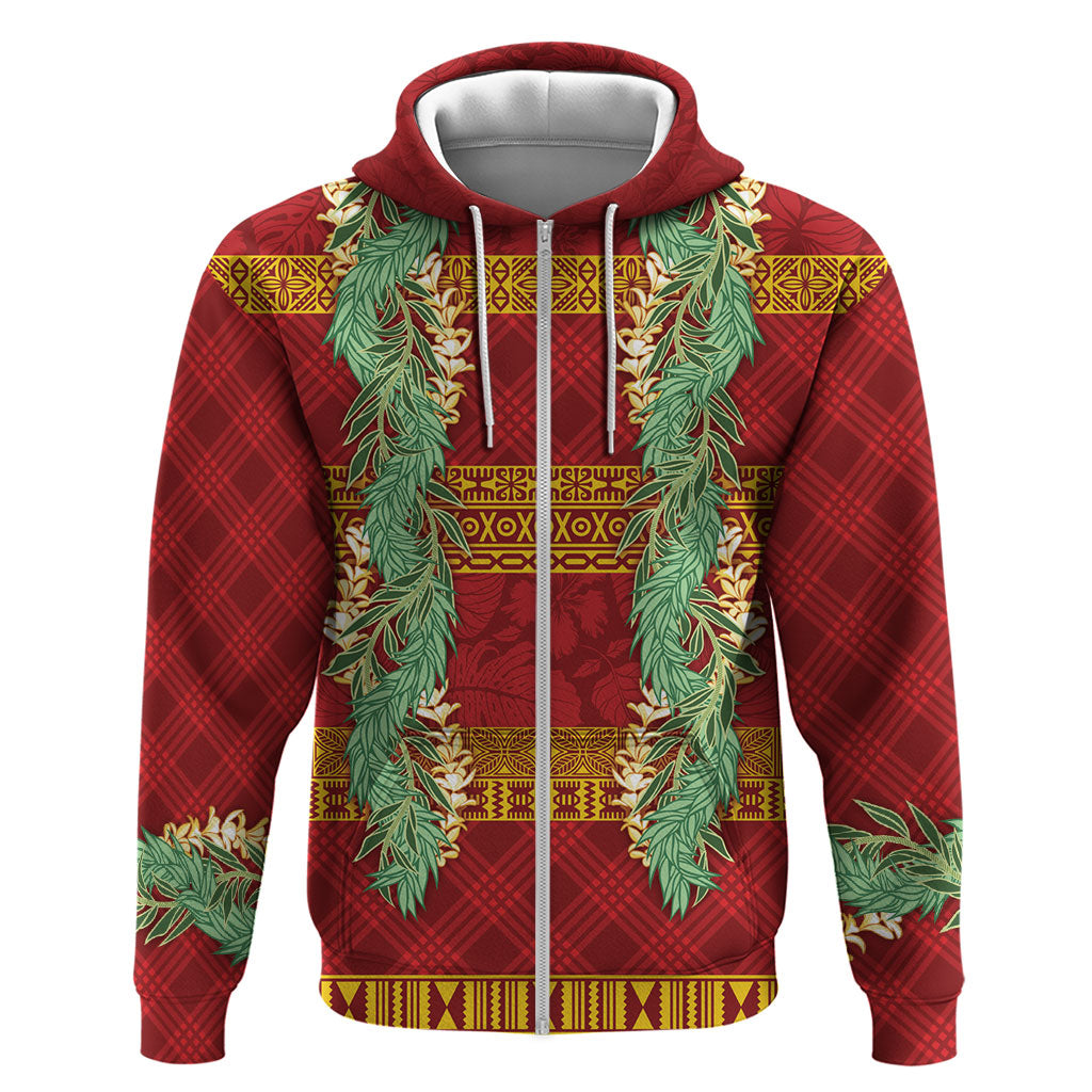 Hawai'i Paniolo Maile Twisted Lei Zip Hoodie Hilo Royal Red LT7 Zip Hoodie Red - Polynesian Pride